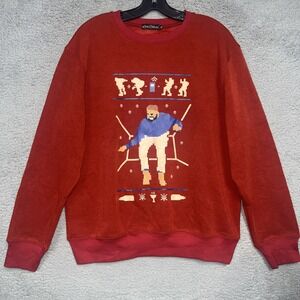 Lolli Couture Drake Hotline Bling Ugly Sweater Men XL Red Christmas Velvet Lined
